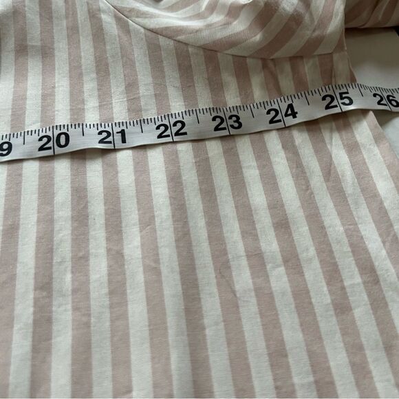 A New Day Taupe striped Balloon Sleeve Quarter Button Blouse XL - Picture 11 of 13